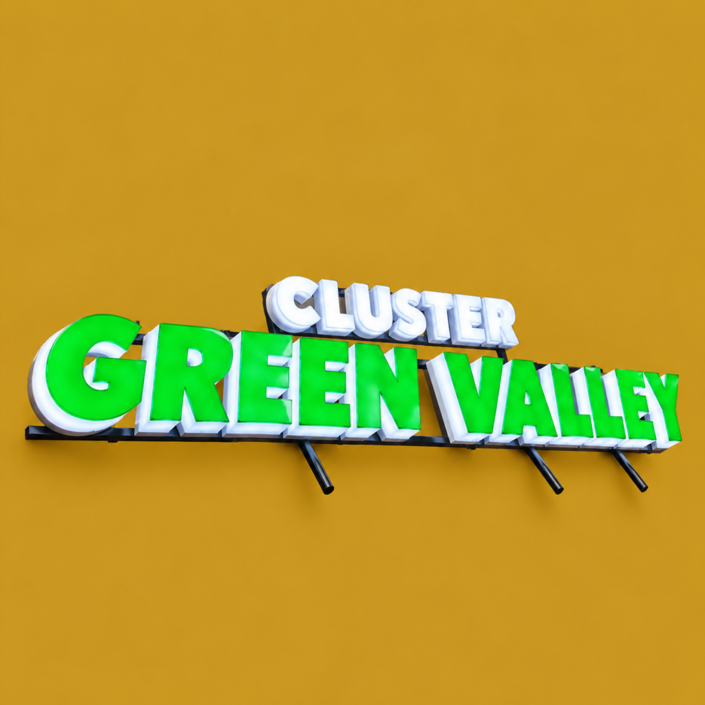 illuminated green valley sign