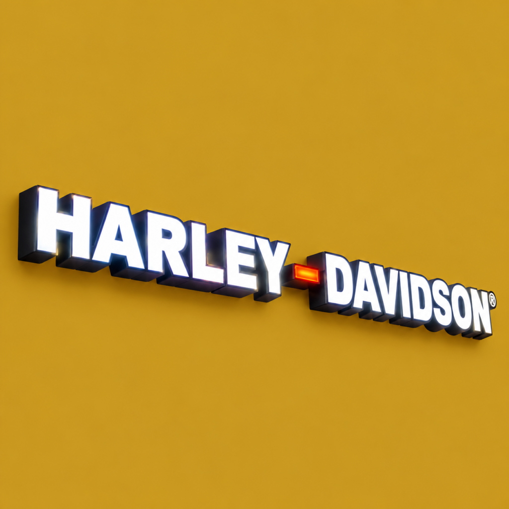 illuminated harley davidson sign on gold
