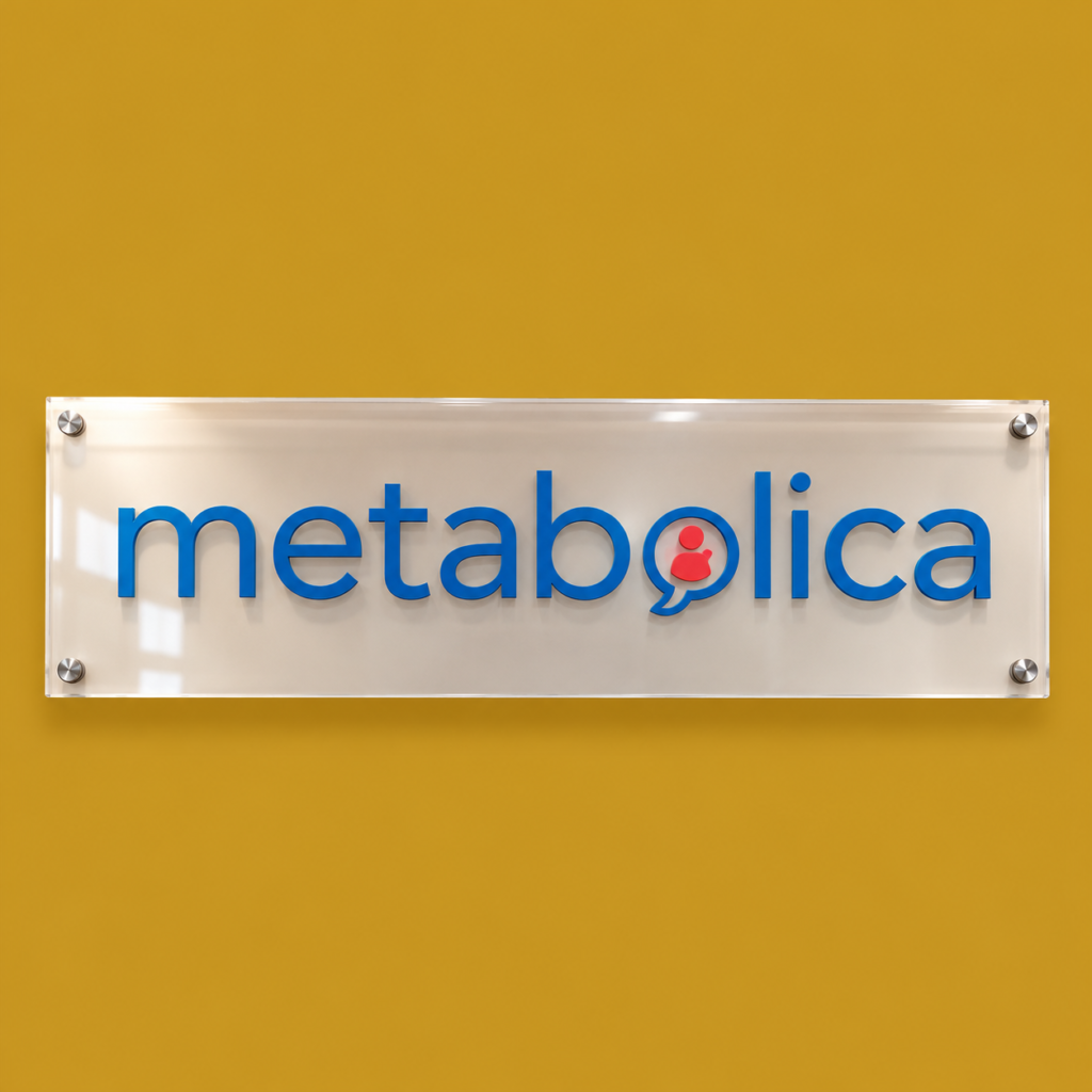 metabolica acrylic sign on mustard gold
