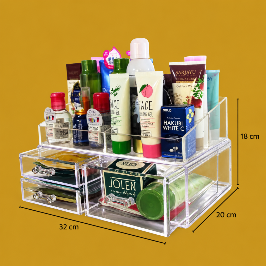 mustard acrylic beauty organizer display